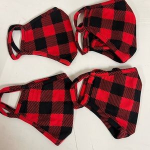 Nordstrom Buffalo Plaid Red Black Family face masks bundle BRAND NEW